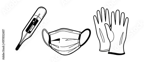 Medical icons set on black background medicine health care illustration