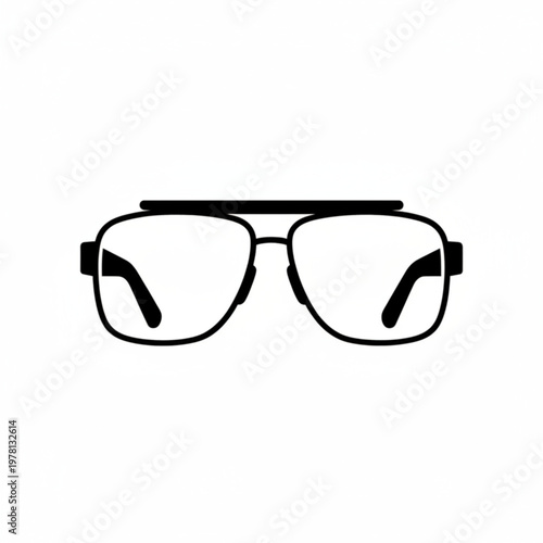 Classic black aviator eyeglasses silhouette icon, a minimalist vector illustration of timeless eyewear for vision and style.
