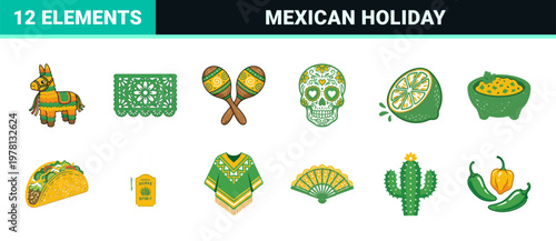Cinco de Mayo Mexican Folk Art Asset Sheet