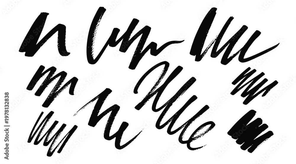 Fototapeta premium Set of black brush stroke letter m and n on for typography and design
