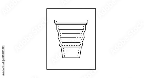 Collapsible cup icon, portable reusable drinkware, clean design, vector illustration