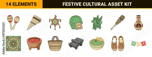Cinco de Mayo Festive Vector Asset Set.