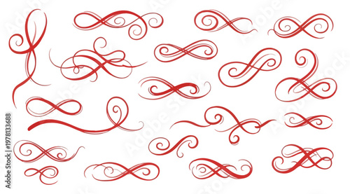 Red swirly decorative curls and twirls