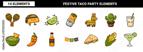 Kawaii Mexican Food and Fiesta Elements
