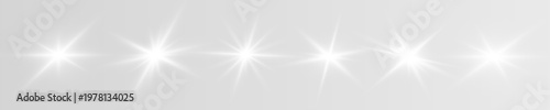 White PNG star set glow shines with smooth lens flare beams. Spark dust drifts gently in transparent background space. Ideal elegant design use.