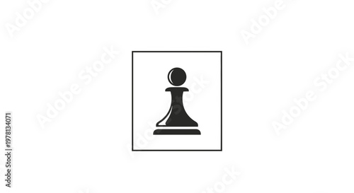Black and white chess pawn icon in a square frame on a white background