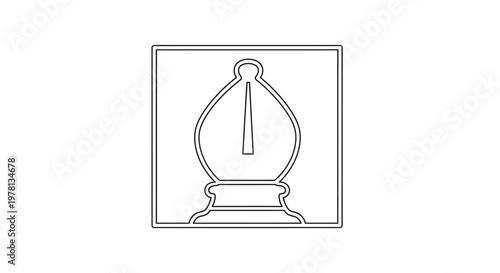 Chess Bishop Icon, Outline Silhouette, Simple Geometric Shape, Isolated on White