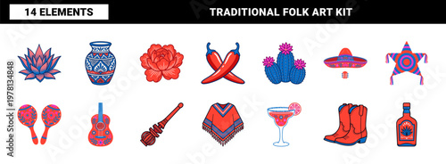Mexican Fiesta Floral and Cultural Asset Sheet