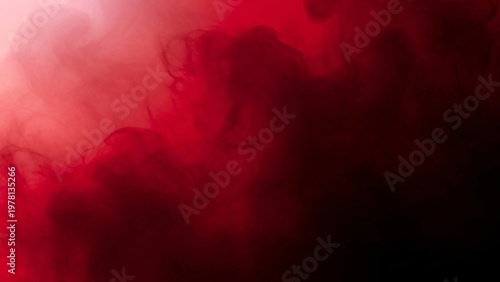 Mysterious Red and Black Smoke Cloud with Shadowy Silhouette Creating an Atmospheric Abstract Background for Creative Projects and Visual Effects