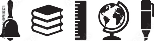 BACK TO SCHOOL ESSENTIAL EDUCATION ICON SET FOR AUGUST LEARNING