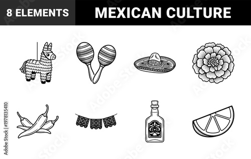 Mexican Heritage Festive Design Elements