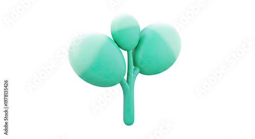 3D Render of a Stylized Green Sprout with Three Leaves