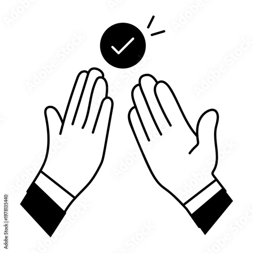 A linear style icon depicting business deal 


