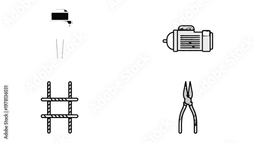 Industrial Icons: A set of simple yet informative industrial icons, designed to represent various facets of the industrial sector, symbolizing industry and manufacturing. 