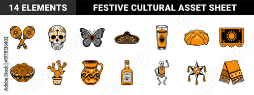 Mexican Holiday Festive Design Elements