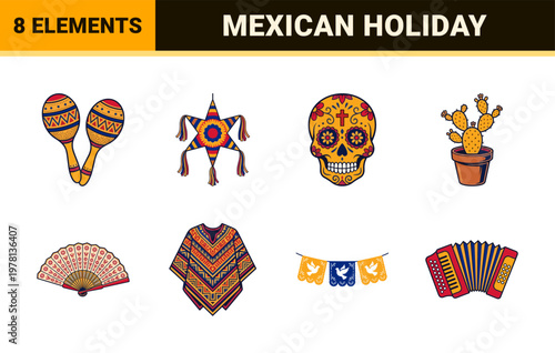 Mexican Holiday Festive Design Elements