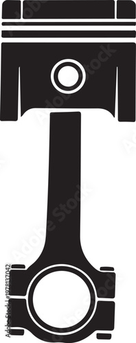 Engine piston and connecting rod symbol for automotive mechanics and industrial machinery a mechanical part for vehicle repair and engine maintenance a black silhouette icon