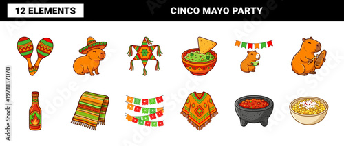 Festive Mexican Capybara Graphic Kit