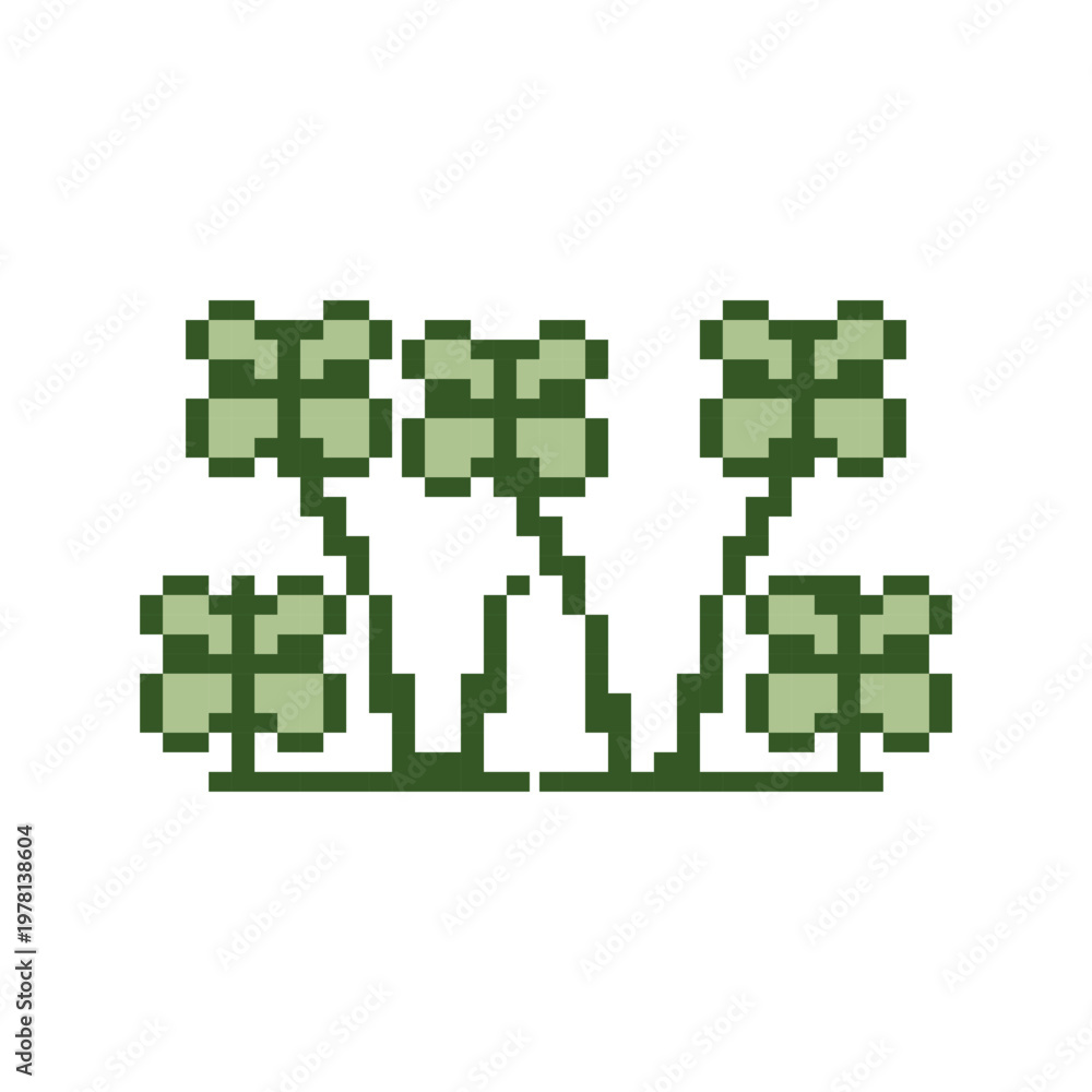 Obraz premium Pixel Art Four Leaf Clover