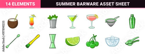 Tropical Citrus Cocktail and Barware Set
