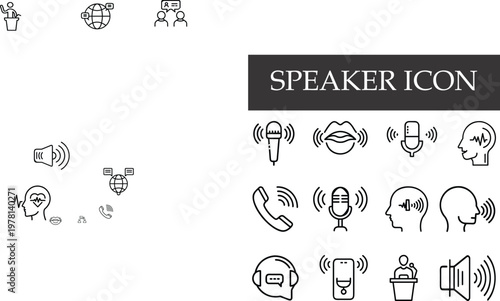 Minimal Speaking & Communication Icon Set – Line Art Vector Icons