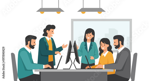 Business people sitting around table.