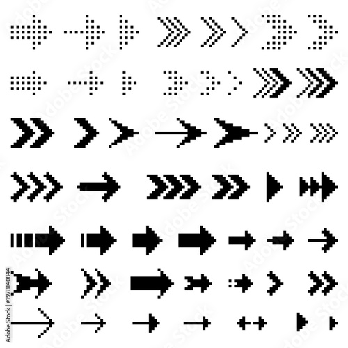 arrow icon set with pixel art style