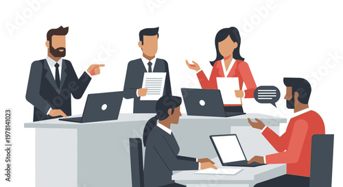 Business people discussing in office meeting.