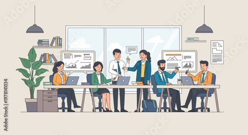 Business people in office meeting.