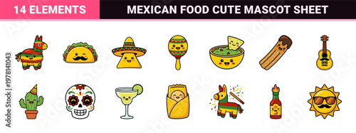 Mexican Fiesta Kawaii Character Asset Sheet