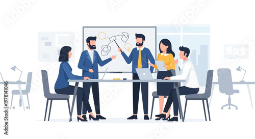 Business people discussing in meeting room.