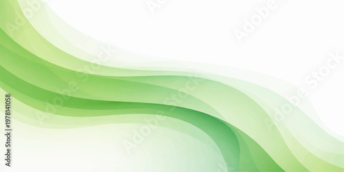Abstract green background featuring artistic waves and light curves in a bright eco style vector illustration for a modern motion energy backdrop pattern
