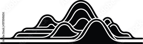 Wireframe landscape abstract with rounded square digital terrain