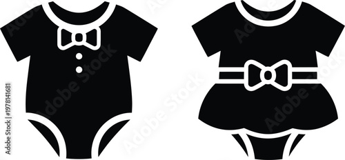 Baby clothes icons for gender reveal party concept