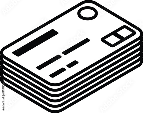 Isometric stacked hotel key cards with magnetic stripe