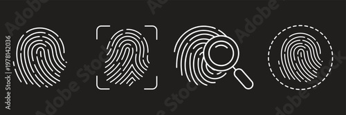fingerprint vector icon Signature concept for password encryption . Set fingerprint scanning icon sign stock Fingerprint scanning icon