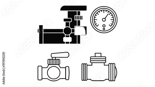 Engineering Instrument Blueprint: A simplified diagram displaying various engineering instruments like pressure gauges, valves, and flow control mechanisms.