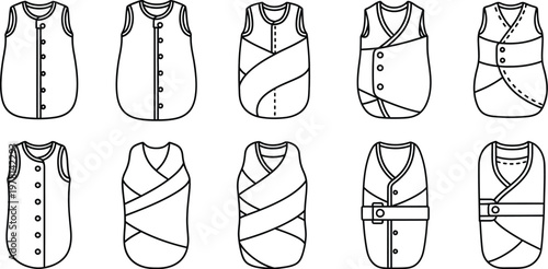 Infant sleep sack and swaddle icons for baby care