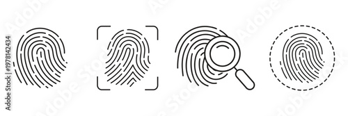 fingerprint vector icon Signature concept for password encryption . Set fingerprint scanning icon sign stock Fingerprint scanning icon