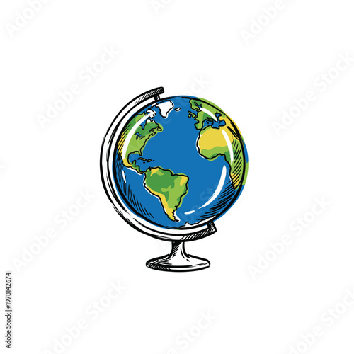 World Globe Offset Sketch Icon
