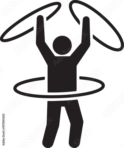 Person doing hula hoop exercise icon fitness activity healthy lifestyle symbol workout routine physical training sport recreation illustration
