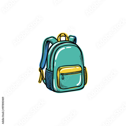 School Backpack Offset Sketch Icon