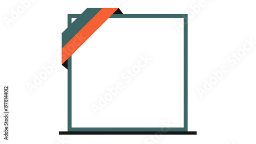 Minimalist frame with teal border and orange ribbon accent