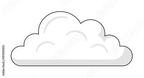 A simple line drawing of a fluffy white cloud on a for use in graphic design or digital art projects