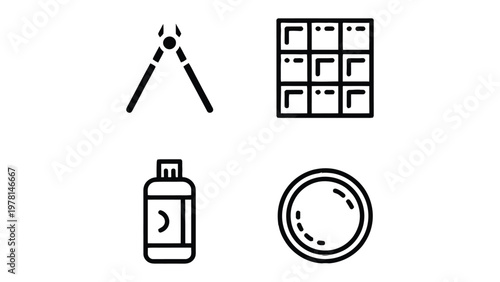 Sushi Icon Collection: A set of minimalistic icons representing the essence of a traditional sushi experience, perfectly capturing each element's unique character.