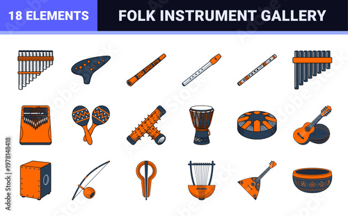 Folk Music Instrument Graphic Set