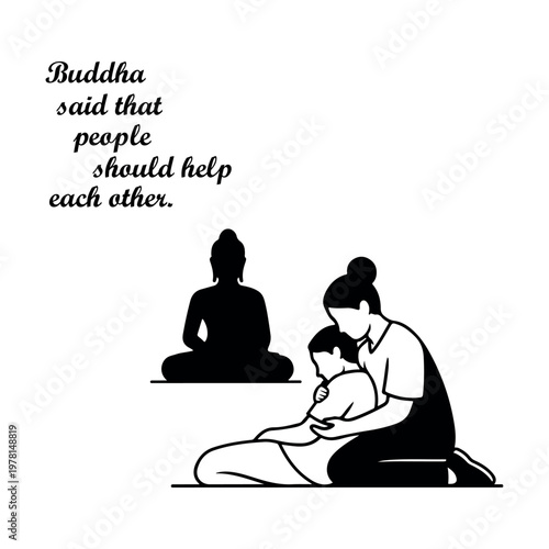 buddha teaching compassion and helping others illustration