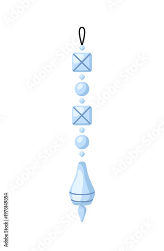 Festive Xmas bauble. Christmas tree ornament. Crystal pendant, trinket. Glass New Year decoration in retro style. Vintage winter holiday decor. Flat isolated vector illustration on white background