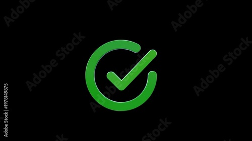 Neon Green Check Mark Success Icon Animation |Transparent Background. Perfect for user interface (UI), mobile apps, web design, business presentations and digital content.