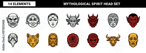 Mythological Folklore Ritual Mask Asset Sheet